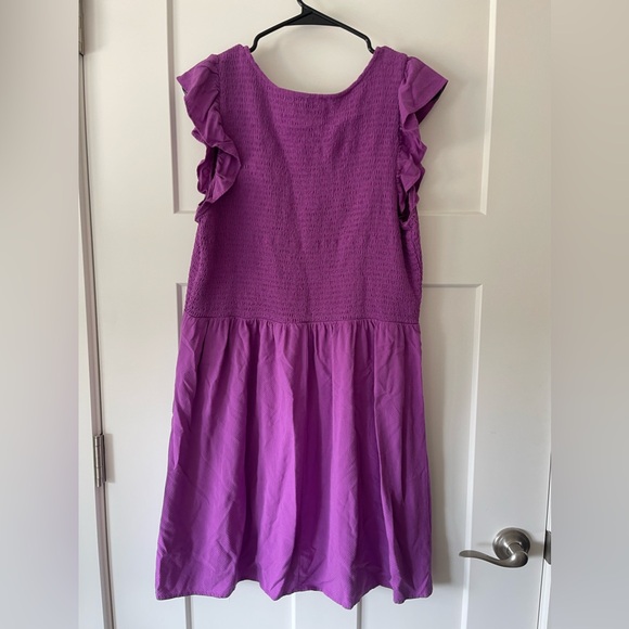 LOFT Outlet Magenta flutter sleeve dress - Picture 2 of 3